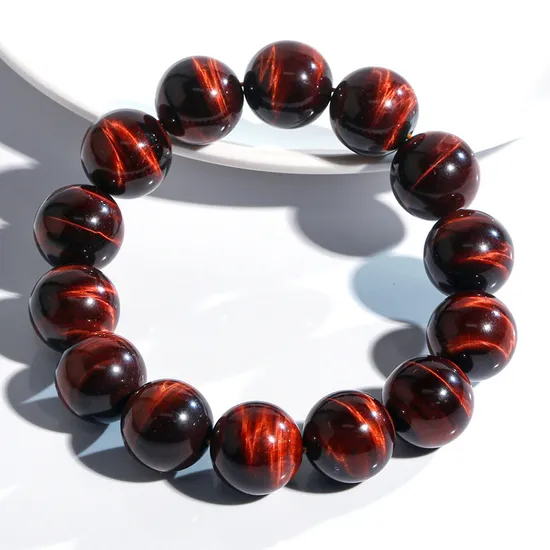 Delicate Unisex Design Red Tiger Stone Beads Natural Red Tiger′s Eye Bracelet