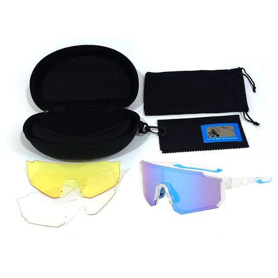 Men 3 Interchangeable Lens Polarized UV 400 Protection Custom Logo Cycling Sunglasses