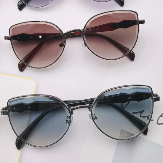 2024 New Fashion Large Frame Women′s Retro Cat Eye Sunglasses for OEM (CR6024)