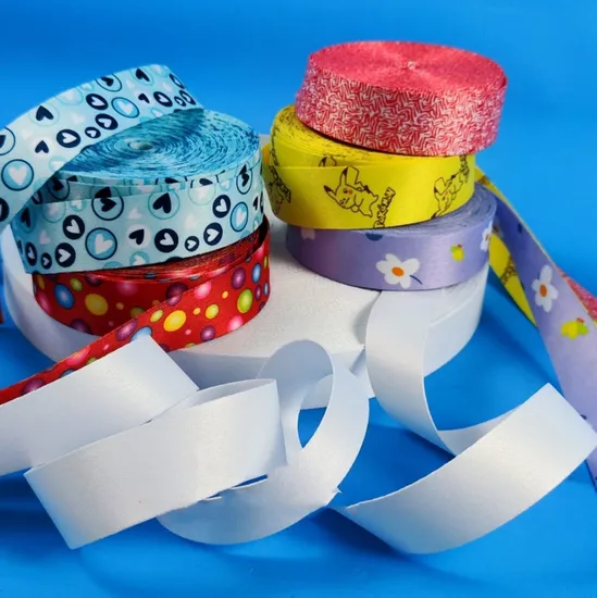 30AA Printable Plain Ribbon Roll White Blank Polyester Strap Webbing for Lanyard