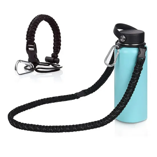 Mineral Water Insulated Cup Wrist Strap Portable Woven Bottle Lanyard