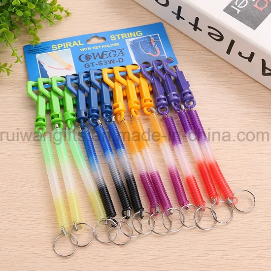 Wholesale Bungee Coil Lanyard, Plastic Coil Lanyard, Elastic Coiled Lanyard with P Hook