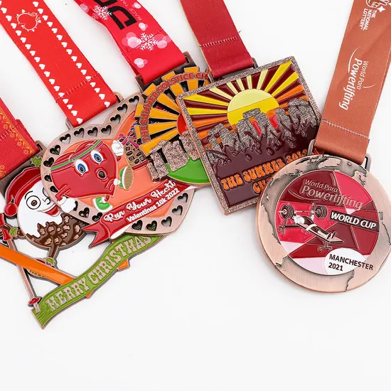 Custom Gold Metal Soccer 5K Running Medal with Ribbon Sports Customised Sports Medal Custom Marathon Manufacturer Bespoke Medals