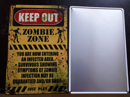 Vintage Warning Words Tin Sign