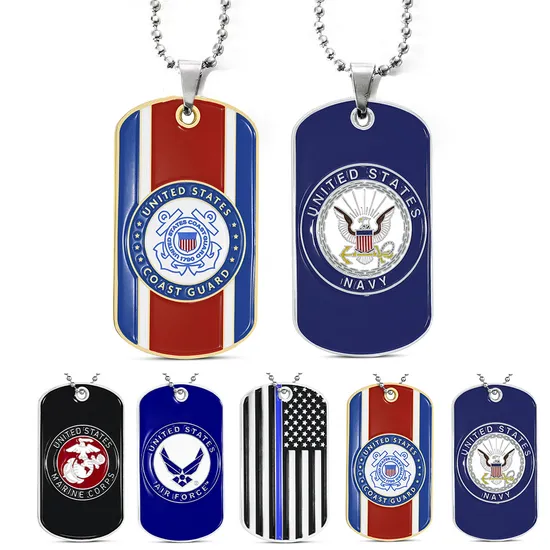 Street Cool Mens Dog Tag Necklace Engraved Stainless Steel Dog Tags Pendant Enamel Print Name ID 3D Custom Dog Tag for Engraving