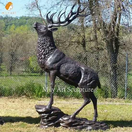 Outdoor Garden Metal Animal Life Size Statue Bronze Stag Deer Sculpture