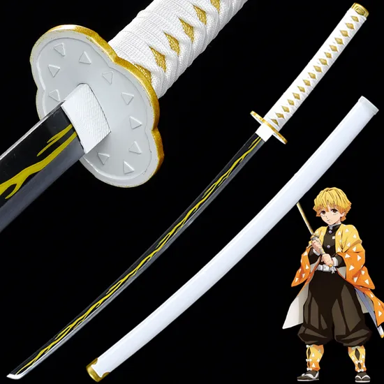 Ccosplay Weapon Carbon Steel Blade Demon Slayer Anime Cartoon Agatsuma Zenitsu′s Sword 104cm