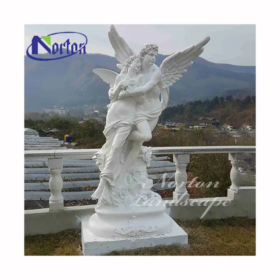 Norton Factory Wholesale Cheap Outdoor Decoration Famous Human Sculpture Stone Carving Angel Big Cupid Psyche Love Couple Marble Statue