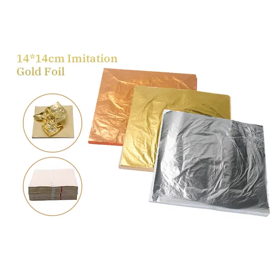 14/16cm Chinese Genuine Copper Imitation Gold Leaf Foil Sheets for Decorating Wallpaper