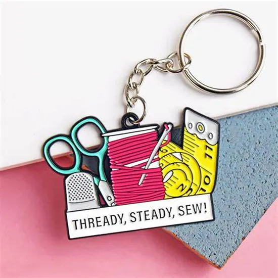 China Factory Wholesale Key Chain Keyring Custom Soft Enamel Keychains Cute Cartoon Sewing Enamel Keychain