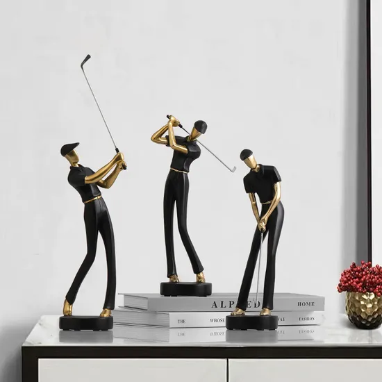 3D Golf Figure Statue Resin Handicraft Decoration Light Luxury High-End Home Decoration