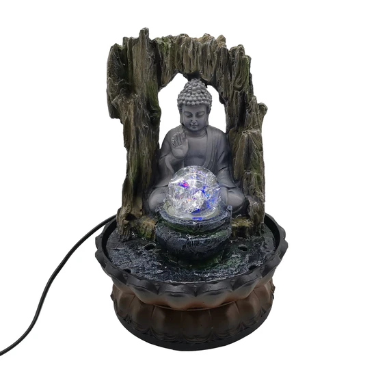 Buddha Tabletop Fountain with LED Light for Indoor Decor