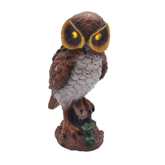 Outdoor Polyresin Owl Sensor Light Decor