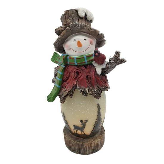 LED Snowman with Flickering Candle Christmas Decoration