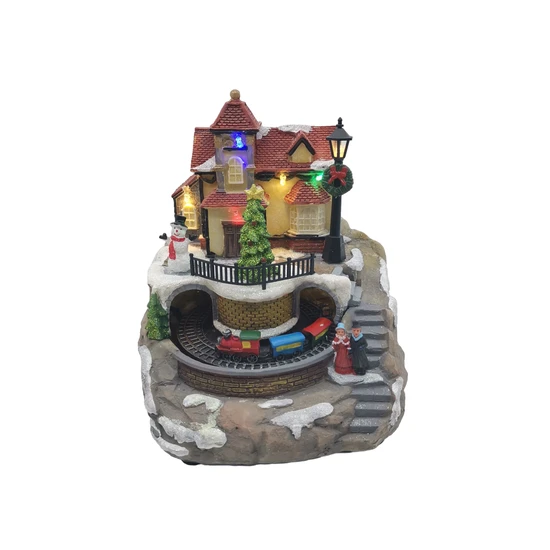 Resin Christmas House with LED Light and Music