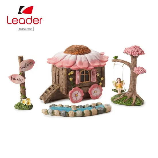 Garden Crafts Flowerpot Dollhouse Fairy Decoration Set of 5 Resin Table Chair Fairy Garden