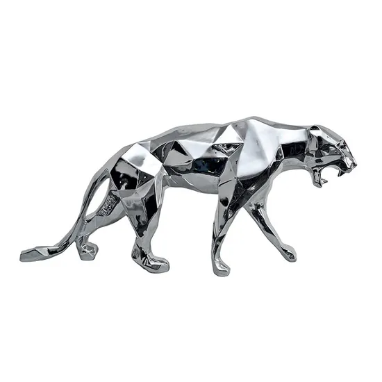 Home Decor Low Price Customized Size Beautiful Design Eletroplated Color Leopard Statue