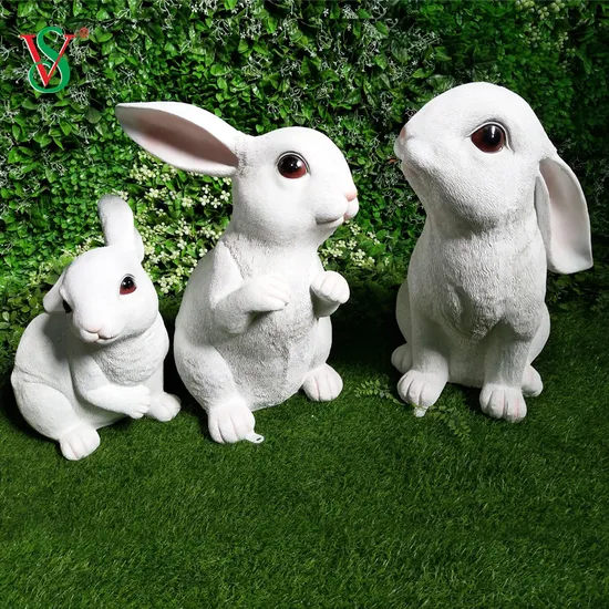 China Factory Supply Theme Park Shop Decor Life Size Fiberglass Resin Bunny Rabbit Statue with Light