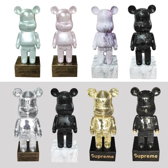 Modern Cartoon Fiberglass Bearbrick Sculpture Electroplating Fiberglass Cartoon Sculpture
