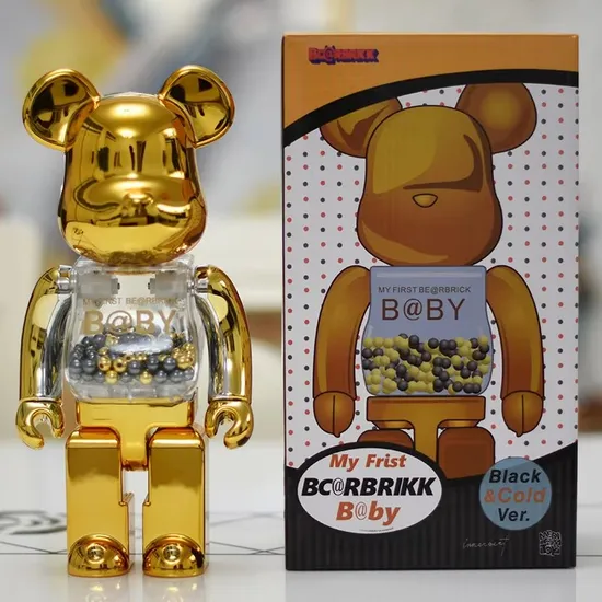 Gold Bear Violent Bear Transparent Plating Lake Green Chiaki DIY Bearbrick 400% Resin Bear Kwas Toy Figures