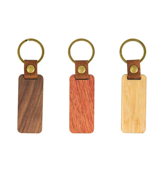 Factory Wholesale Custom Shape Plain Accessories Engraving Logo Wooden Keyring Surfboard Blank Wood Keychain