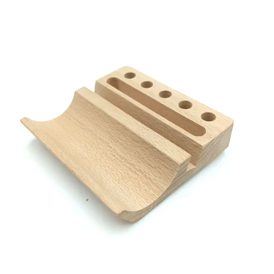 Multifunction Tabletop Organizer Beech Wood Desktop Organizer Phone Stand Pen Holder