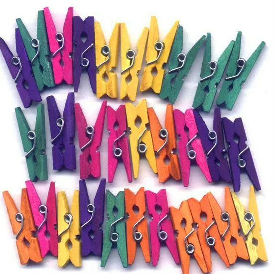Multi Colours Mini Wood Craft Clothes Pegs Multi Colours Mini Wood Craft Clothes Pegs