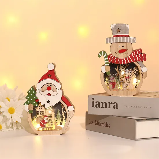 16*10.5*3.5cm Christmas LED Santa Claus Wooden Craft Decoration