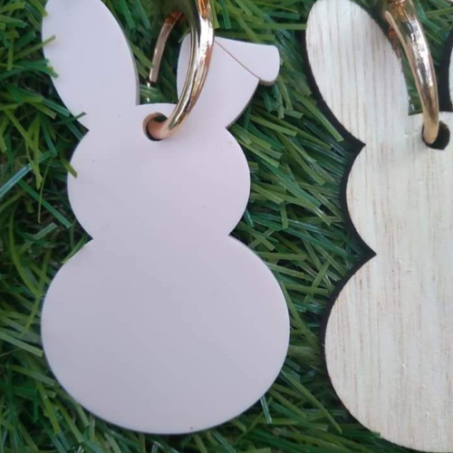 Wholesale Three Blank Wooden Bunny Keychains for Easter DIY Crafts and Decorations