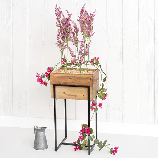 S Size of Reclaimed Wooden Planter Pot with Black Metal Frame