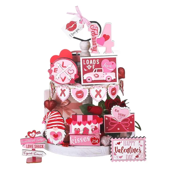 Wooden Tray for a Valentine′s Day Party