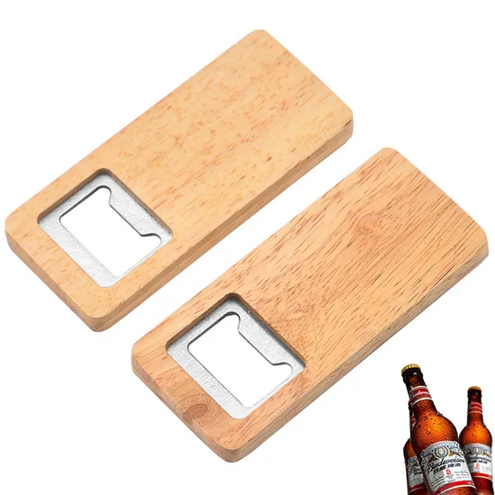 Bamboo/Wood Fridge Magnet Stainless Steel Magnetic Beer Bottle Opener