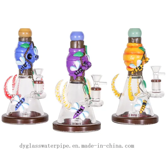 2025 Newest 3D Hand-Painted Thick Bottom Beaker Glass Water Pipe