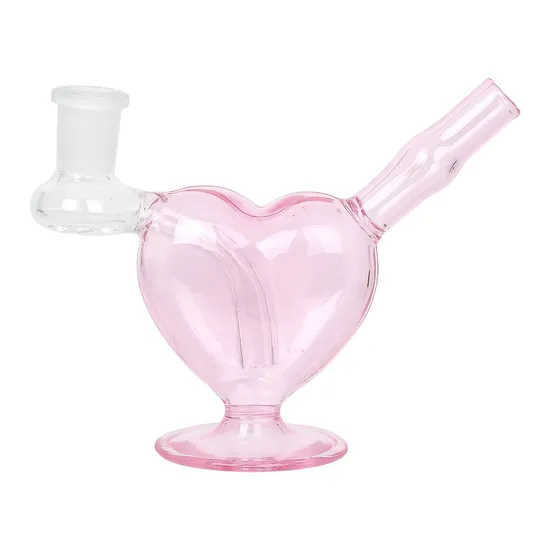 Pink Heart Glass Kettle Hand Accessories Water Oil Burner Bubbler Smoking Pipe