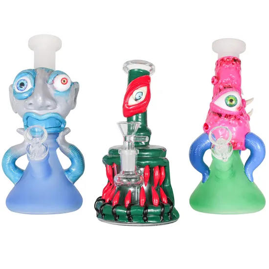 Newest Middle 3D Hand-Painted Beaker Base Glass Smoking Water Pipe