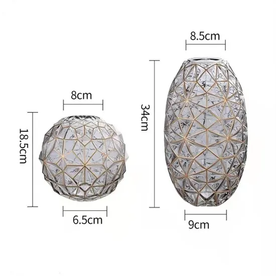 Creative Light Luxury European Geometric Gilded Glass Vase for Flower
