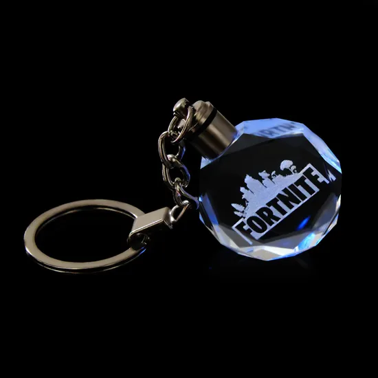 3D Laser Engraving Crystal Glass Key Chain for Gift