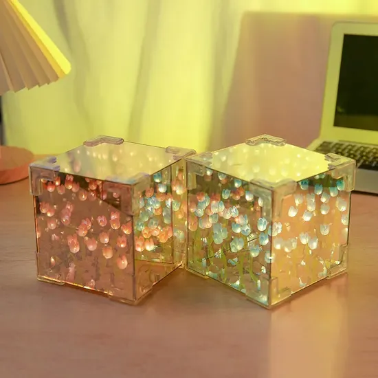 DIY Material Package Family Activity Workshop Flower Sea Cube Tulip Night Light
