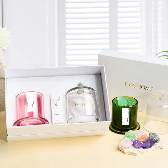 Glass Jar Crystal Stone Aromatherapy Diffuser Gift Box Luxury Decoration