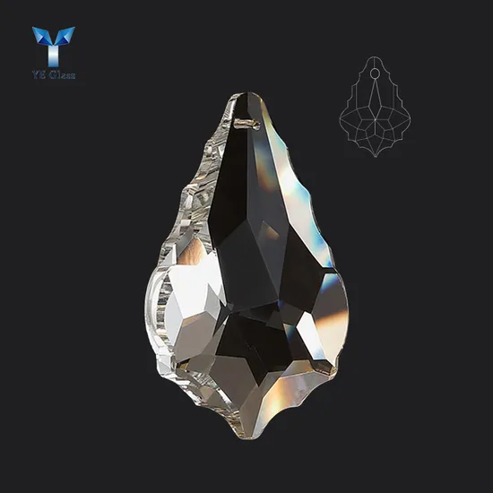 Transparent Crystal Glass Leaf Shape Prisms Pendant for Lamp