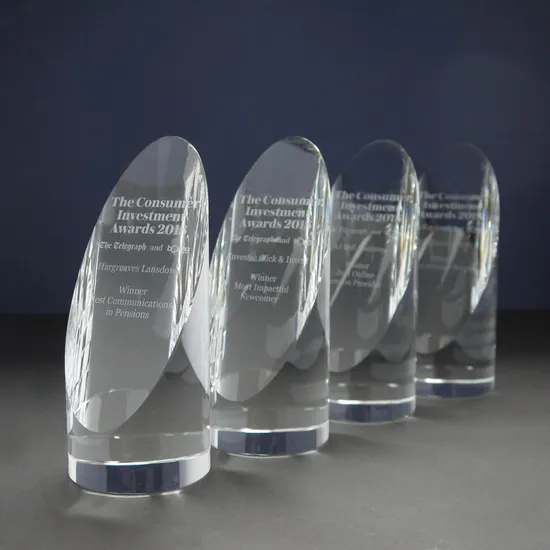 Optical Crystal Cylinder Awards Engraved
