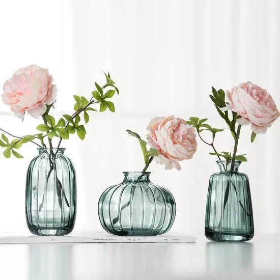 Hand Blown Large Flower Glass Vase with Sculpture Oversize