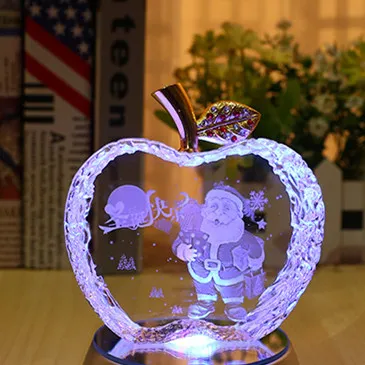 Colors Crystal Glass Apple for Christmas Gift