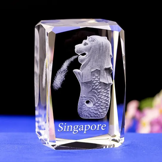 Crystal Inside Carving Crafts Singapore Travel Souvenirs Architectural Model Ornaments Landmarks Building Model