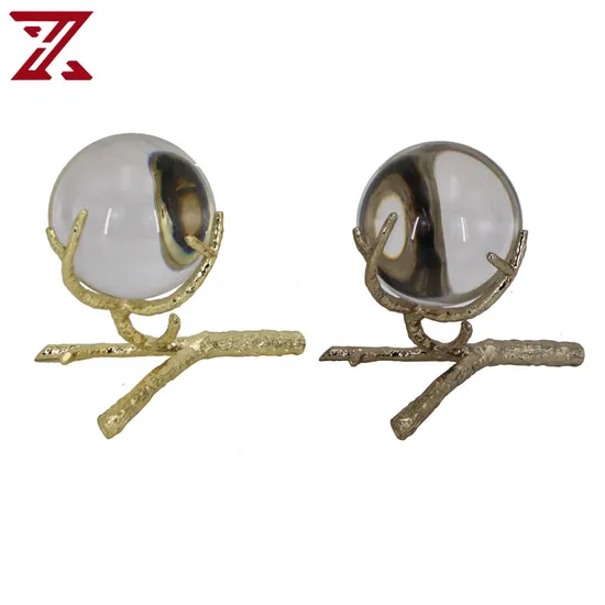 Nordic Style Golden Metal Stem Crystal Balls Decoration Crystal Crafts Home Desktop Decoration
