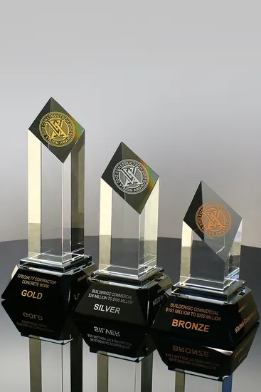 Zenith Award Trophy Clear and Black Optical Crystal to 1st Place Winner for Competitions (#5345)