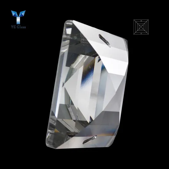Customized Transparent 30mm Square Crystal Glass Pendant Beads with One Hole