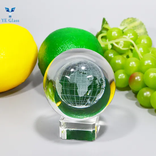 Customized Laser Inside Carved Earth Crystal Glass Ball for Gifts Home Decoration