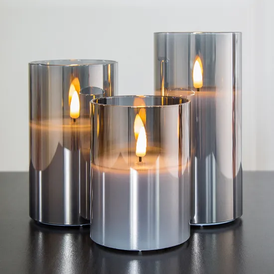 Set of 3 LED Candles with Remote Control – Flameless, Battery Operated