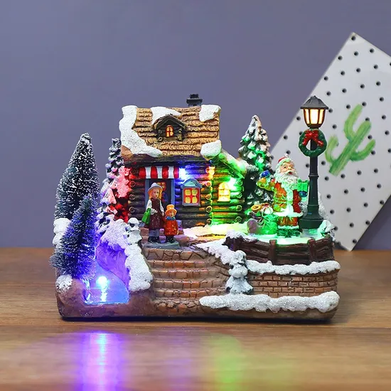 Christmas Light Music Small House LED Snow Lights European-Style Cottage